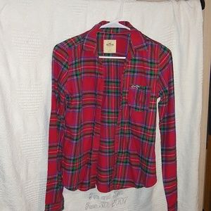 Red and green plaid button down